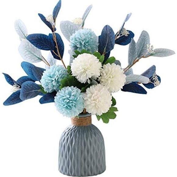 Artificial Flowers with Vase Faux Hydrangea Flower Arrangements for Home Garden - Picture 1 of 5